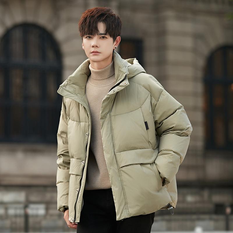 Hooded Down Jacket Men's Jacket New Winter Warm Duck Down Bread Jacket High-end Men's Jacket Trend