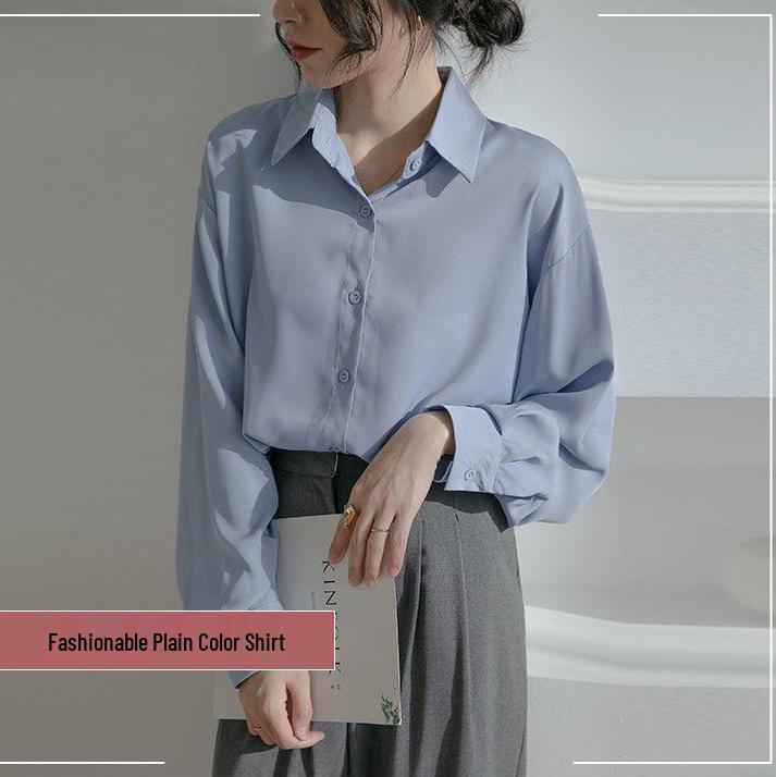 Elegant Loose White Shirt for Women - Spring & Autumn, High-End French Design with a Professional, Slightly Mature Hong Kong Style.