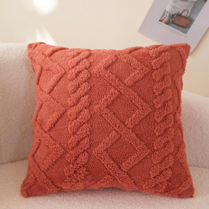 43x43cm INS Plush Pillowcase 3D Rhombus Geometry Soft Throw Pillowcase Embroidery Living Room Sofa Decor Jacquard Cushion Cover