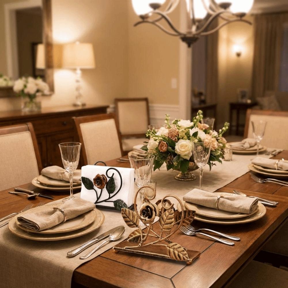 Rose Metal Napkin Holders Stable Tissue Storage Rack Desktop Paper Organizer Dining Table