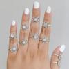 Mondstein Runder Cabochon Handgefertigter Designerring, 925er Silberring, Böhmischer Ring, Stapelring, Geschenk für Sie, Geburtssteingeschenk, Silberschmuck