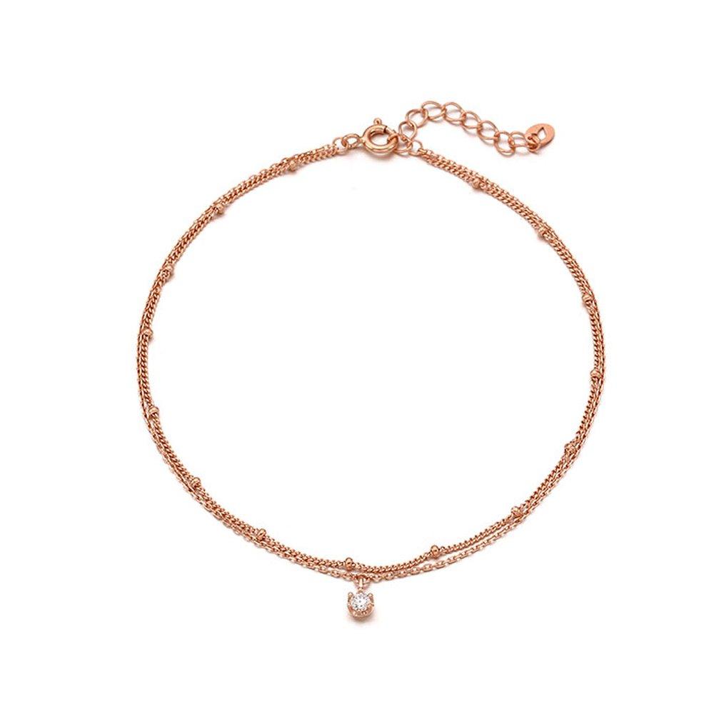 Point Dew Silver Pink Anklet Tassvp06784M-3