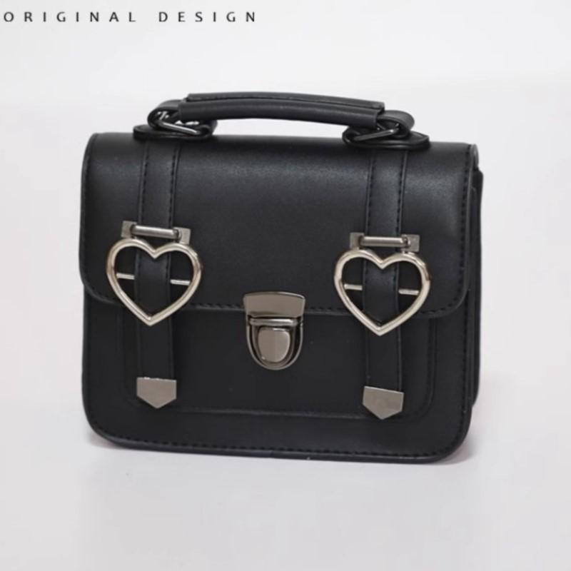 Japanese Bow Black Messenger Bag Women JK Uniform Handle Square Crossbody Bags Ladies Vintage Lolita Shoulder Bags Aesthetic