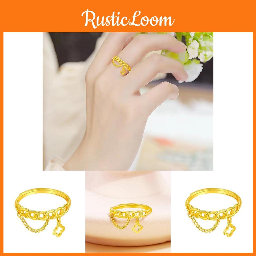 Four Chic Leaf Clover Ring For Women Adjustable Copper Plated Accessory Fashion