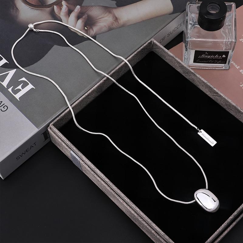 Yuan You Silver Dove Egg Teardrop Pendant Necklace - Versatile, Fashionable Sweater Chain