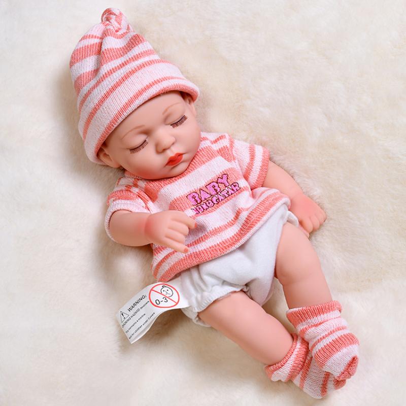 Mini 11-inch Reborn Doll with Closed Eyes, Simulation Baby Doll for Little Girls, Early Education Sleeping Doll