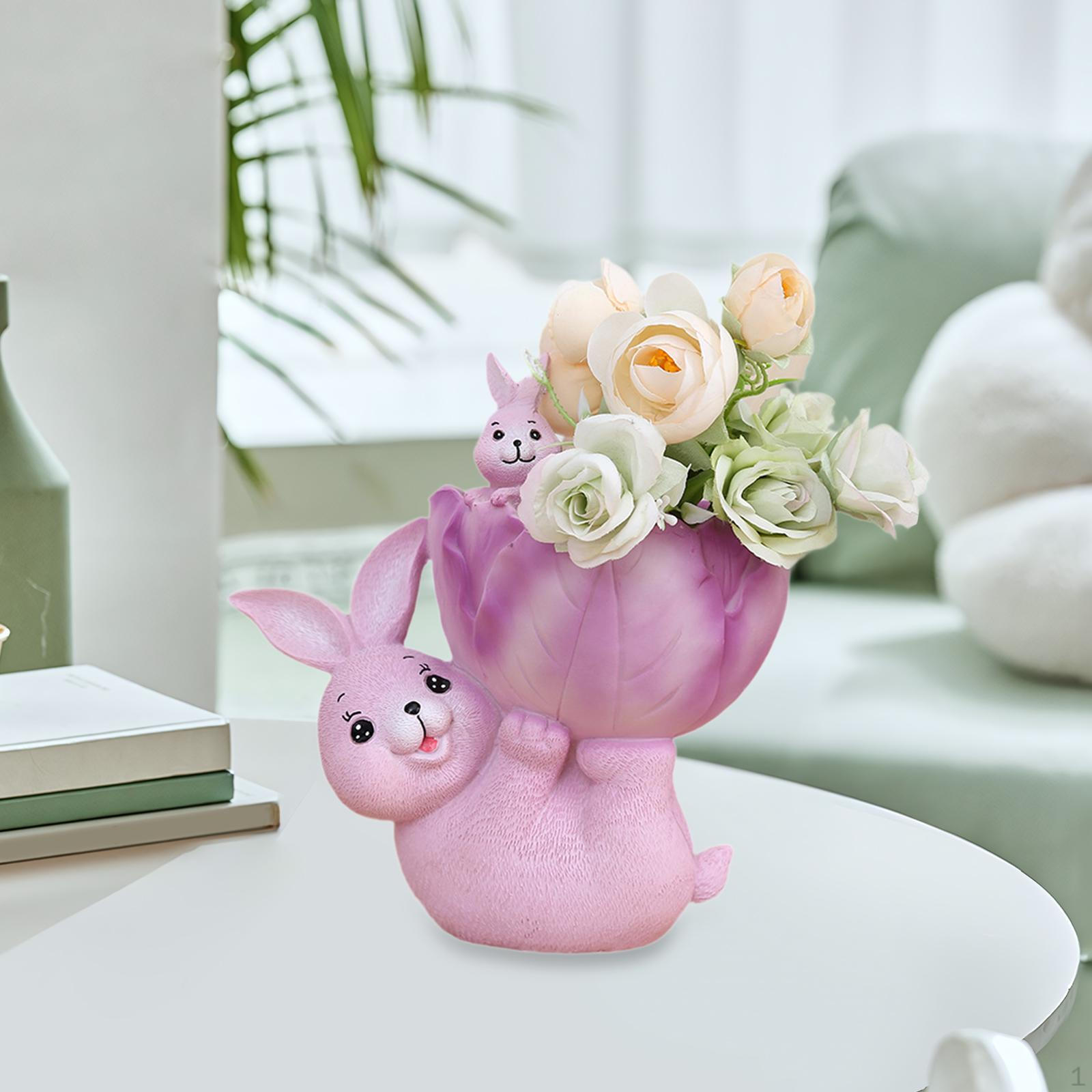 

Resin Bunny Planter Pot Plant Holder for Plants Flower Desktop Ornament Vase Animal