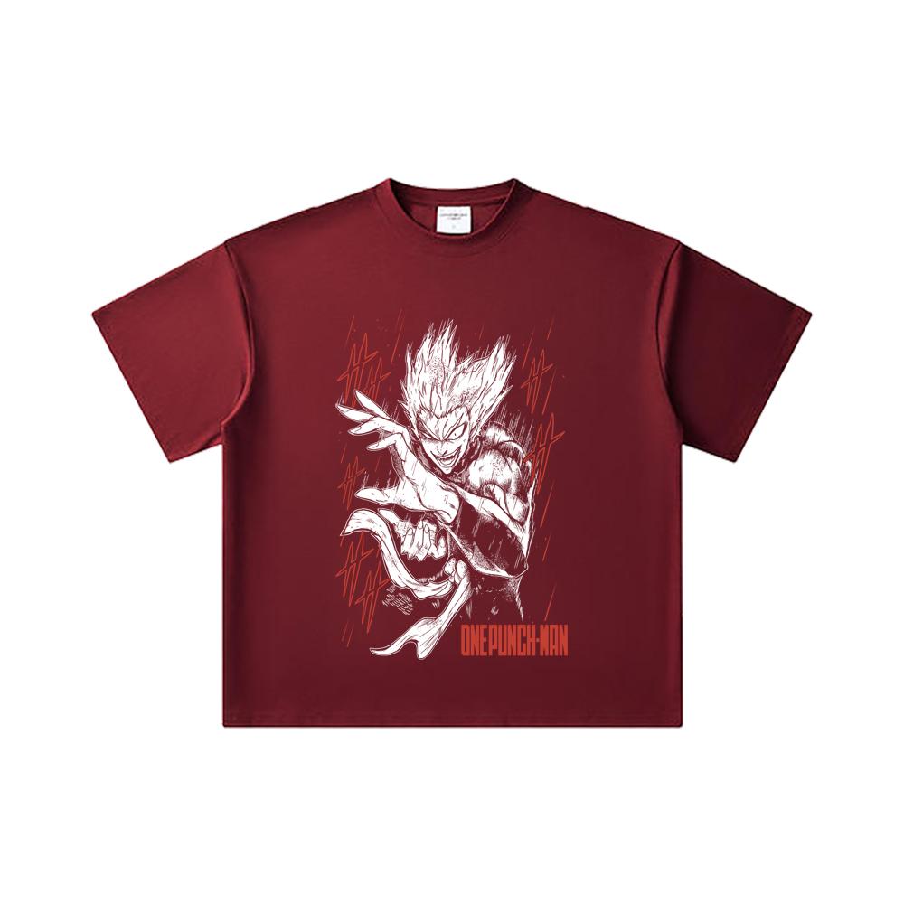 260 GSM Double Yarn 32 Count 100% Cotton One Punch Man V4 Garou Print Unisex Heavy Cotton T Shirt