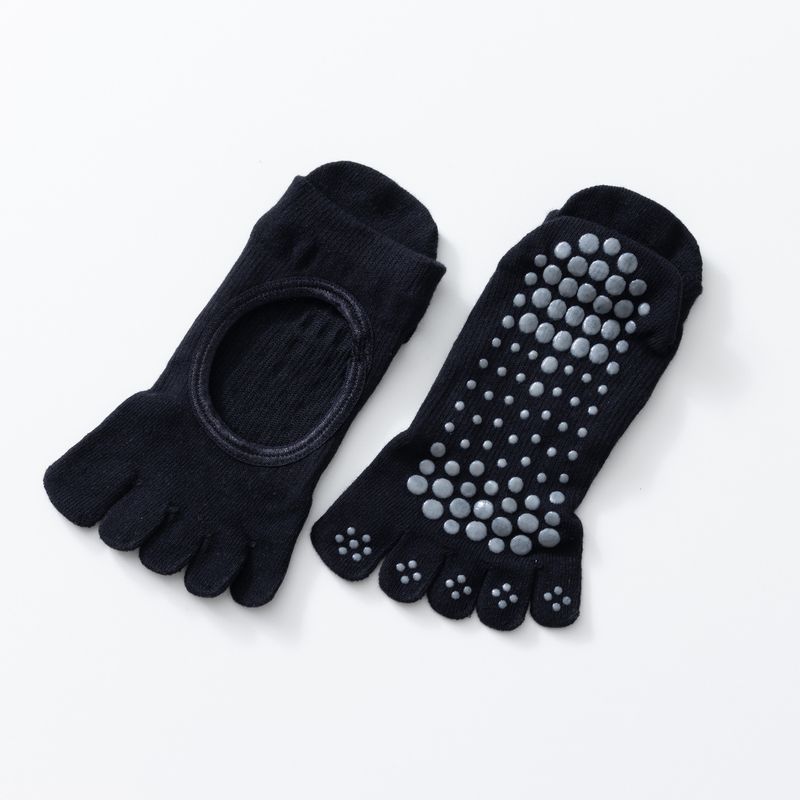 

Yoga Socks Women s Five-Finger Socks Split Toe Pure Cotton Fitness Dance Sports Socks Shock Absorption Pilates Short Professional Non-Slip Black