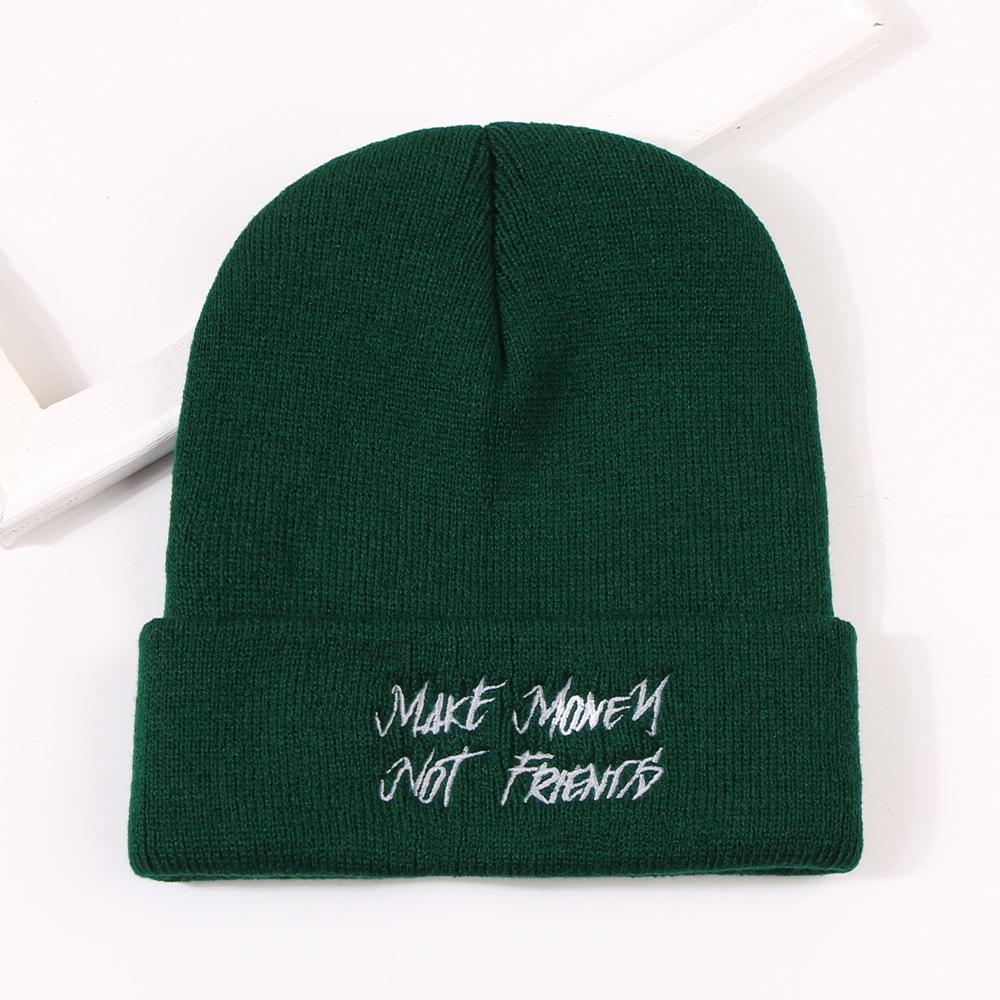 

Милая шапка с вышивкой букв, мужская, женская, теплая вязаная шапка темно-зеленого