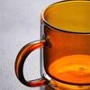 Double Walled Insulated Glass Mug Colorful Transparent Mug with Handle Coffee Cup