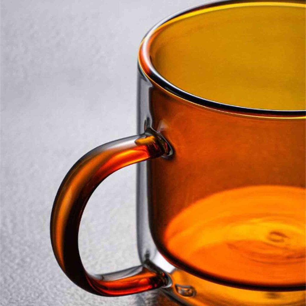Double Walled Insulated Glass Mug Colorful Transparent Mug with Handle Coffee Cup