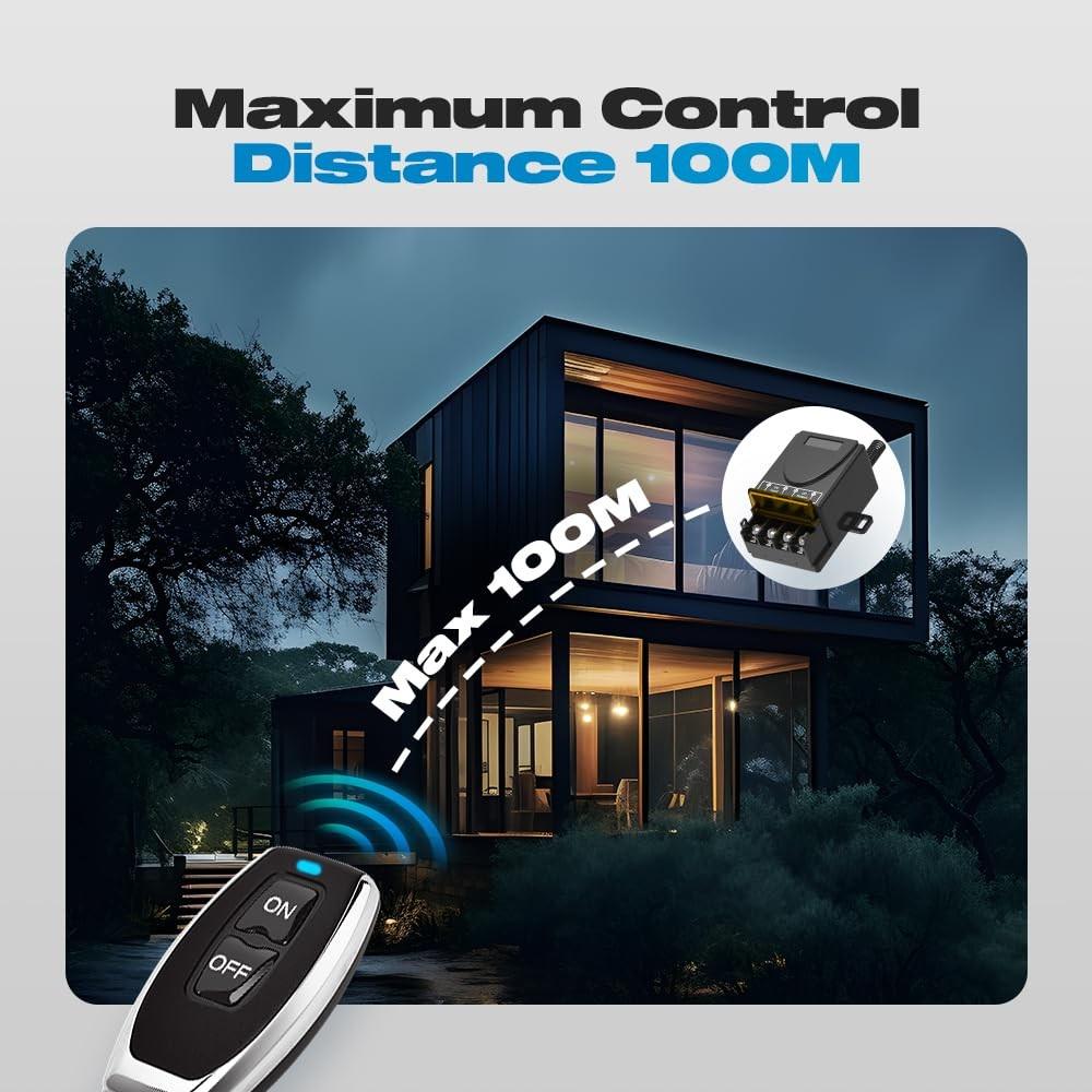 12V Wireless Remote Switch 30A Relay Rf Control 328Ft Long Range