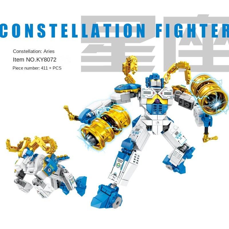 KAZI 12 Constellation Robot Toys Children's Educational Assembly Diy Small Particle Building Blocks Boy Birthday Gift