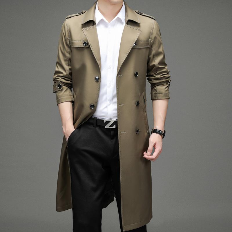 Suit Collar Medium and Long Trench Coat Men's Spring and Autumn Coat Middle-aged Business Casual Coat