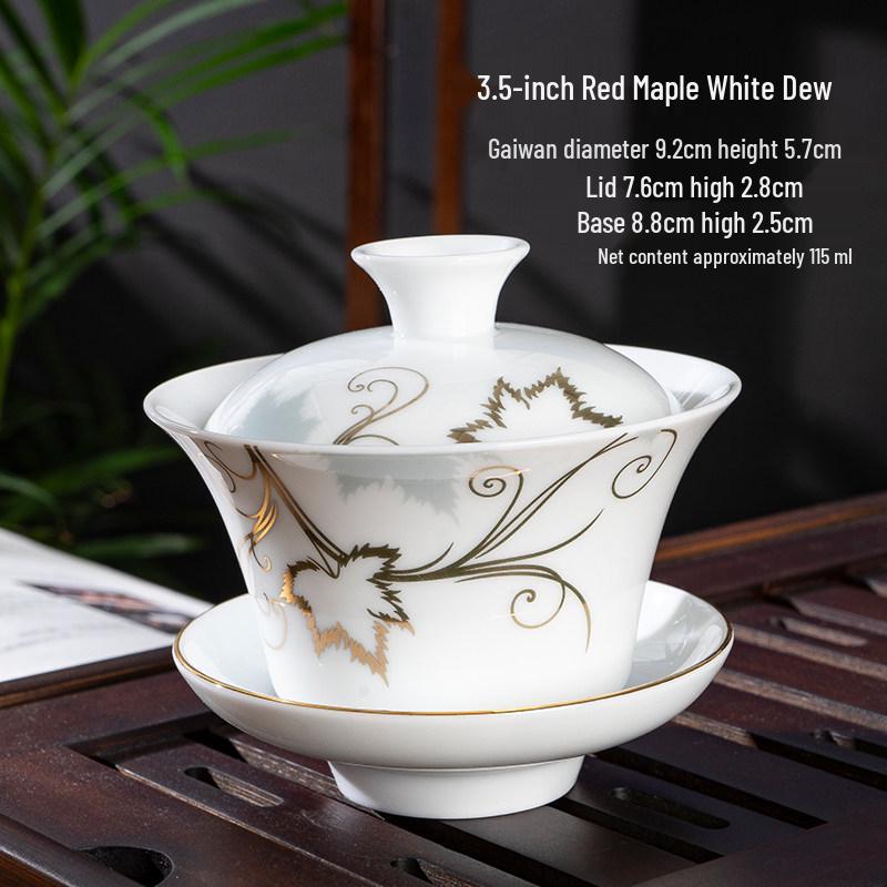Chaozhou Blue and White Porcelain Gongfu Tea Set: Gaiwan, Mini Tea Cup, and Bowl