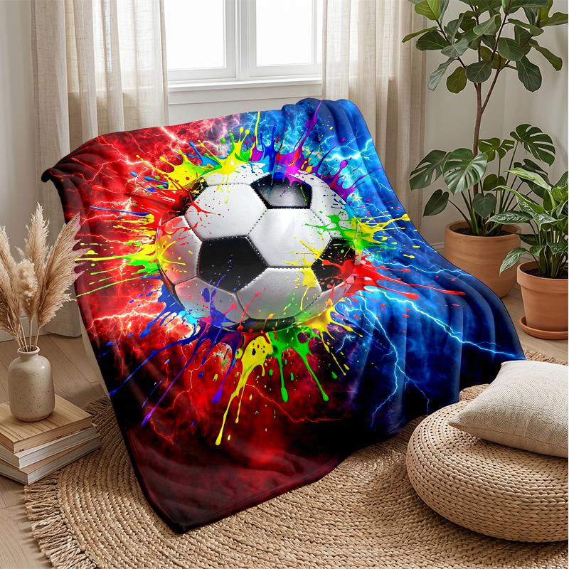 Soccer Ball Splash Art 9 Theme blanket Lightweight Warm Flannel Blanket Decorative Throw Blanket for Home Decoration