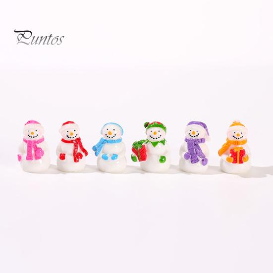 Healing Desktop Figurines 2Pcs Christmas Mini Snowman Figurines, Winter Tiny Resin Decoration, Xmas Micro Holiday Gift Box Fillers Landscape Ornament
