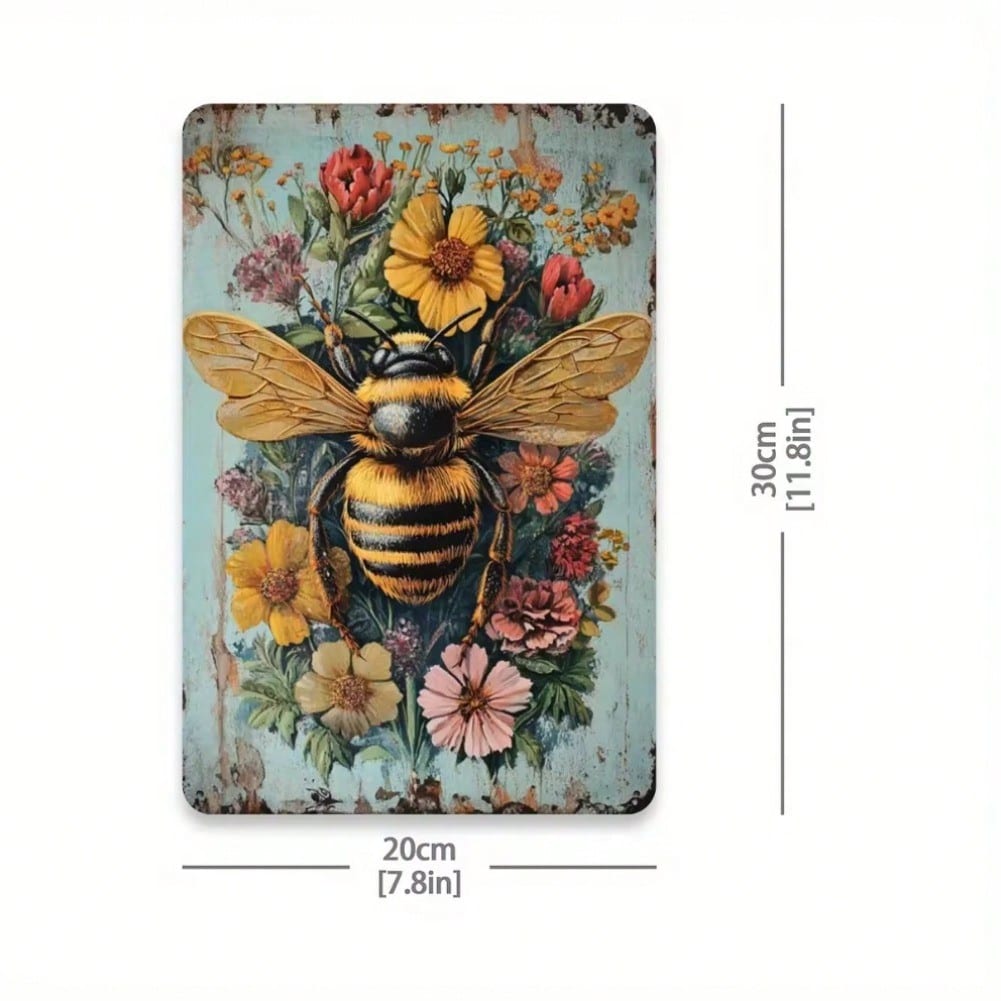 Винтажный Металлический Настенный Знак Садовая Пчела Декор Дома розовый