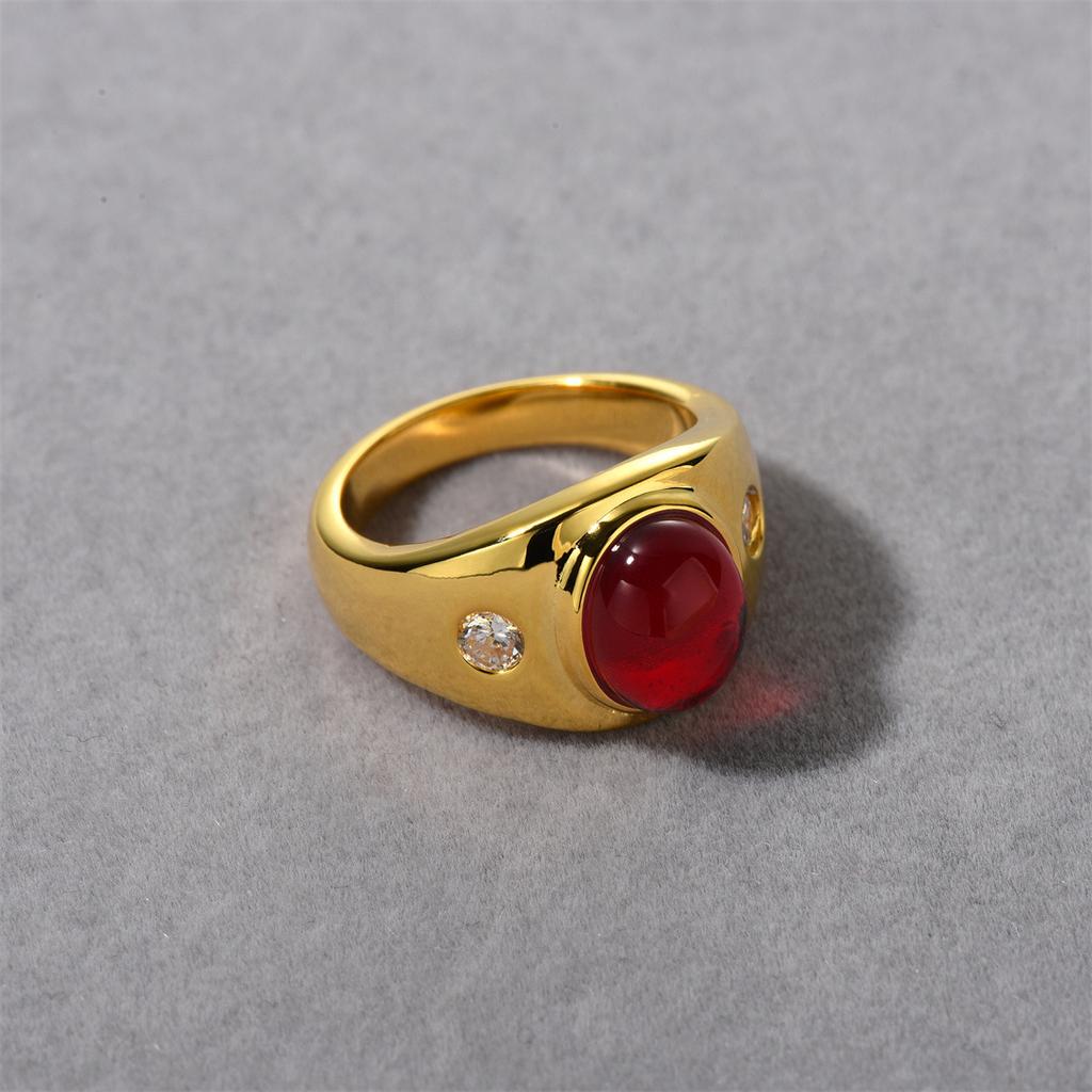 Niche French Retro Burgundy Gemstone Design High Sense Light Luxury Fashion Ring Ring Female Explosion