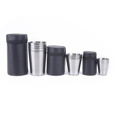 4 Stücke Praktische Edelstahl Abdeckung Becher Camping Tasse Trinken Kaffee Tee Bier Mit Fall