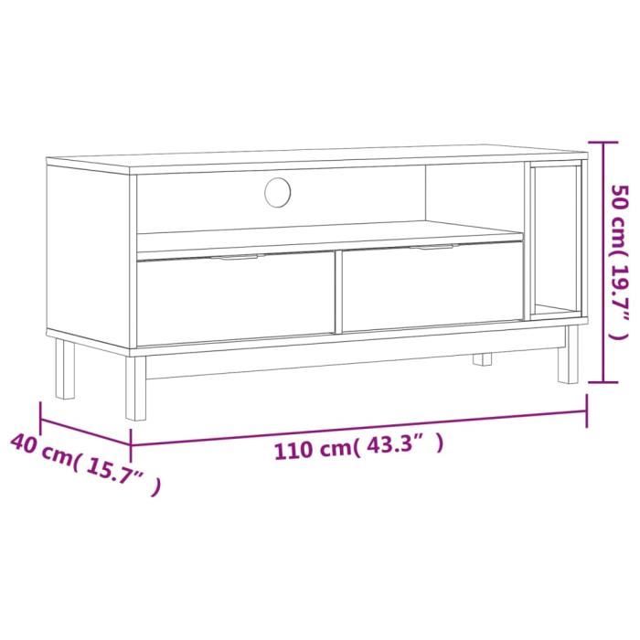 VidaXL Meuble TV FLAM 110x40x50 cm bois massif de pin 357820