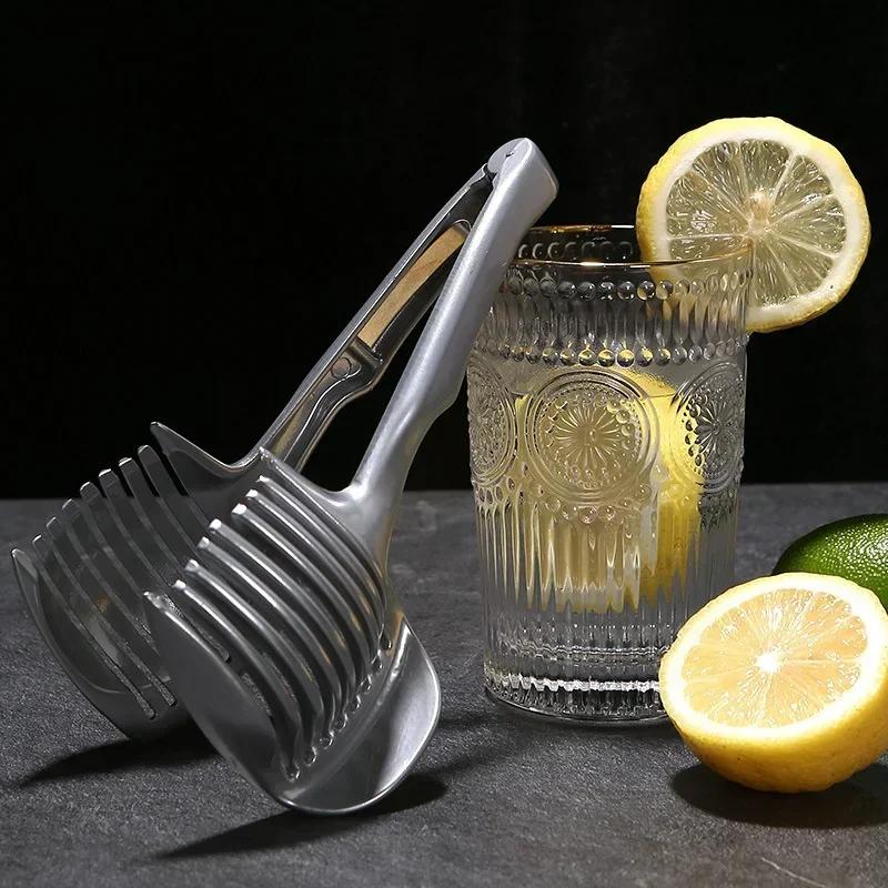Aluminum Alloy Material Handheld Lemon Tomato Cutting Slicer Onion Holder Vegetable Fruit Cutting Tool Cooking Tools Accessories