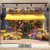 2D Spring Flower Shop Backdrop European Florist with Yellow Awning Photography Background