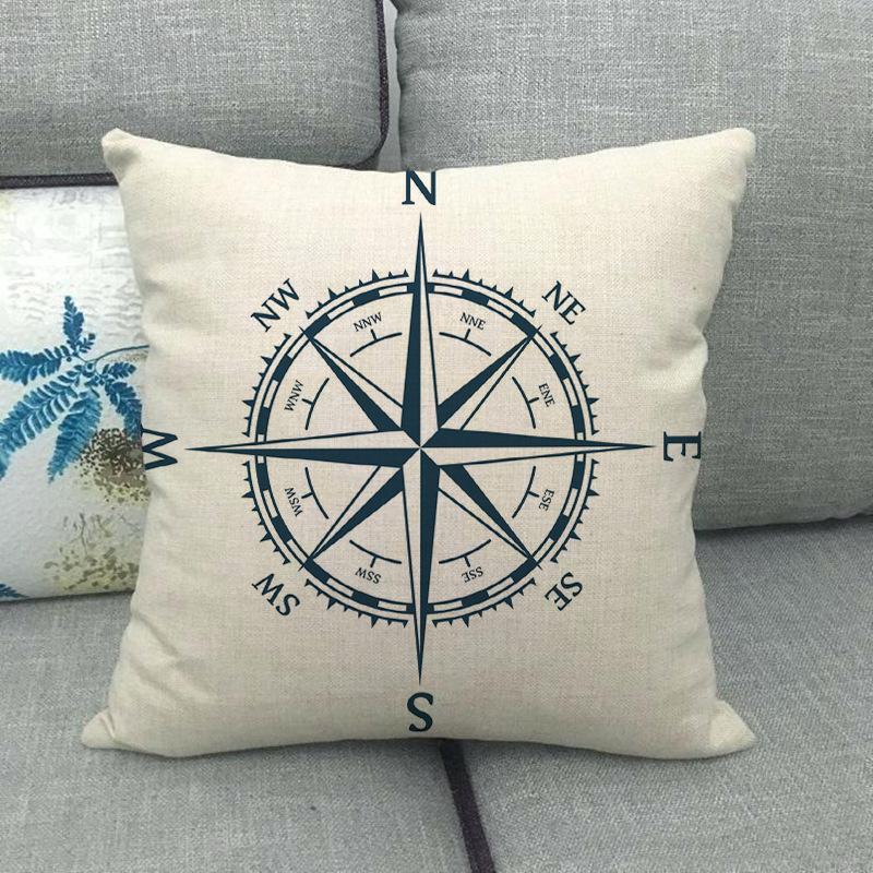 Nautical Elements: Rudder And Compass Digital Printing Short Plush Pillow Covers For Car Sofa Office Cushion Cover Home Goods
