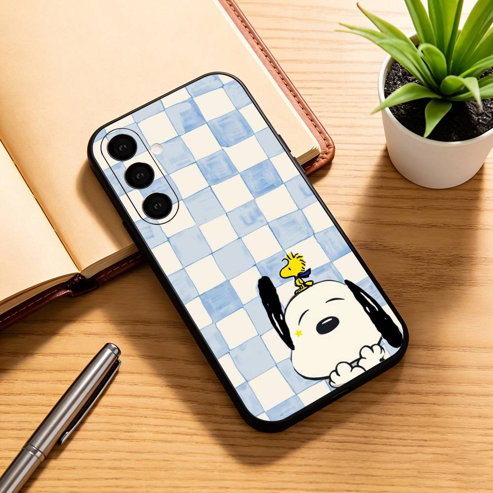 Checked Striped S-noopp-y Phone Case For Samsung Galaxy A73,A72,A71,A70,A53,A52,A51,Others Soft Black Cover