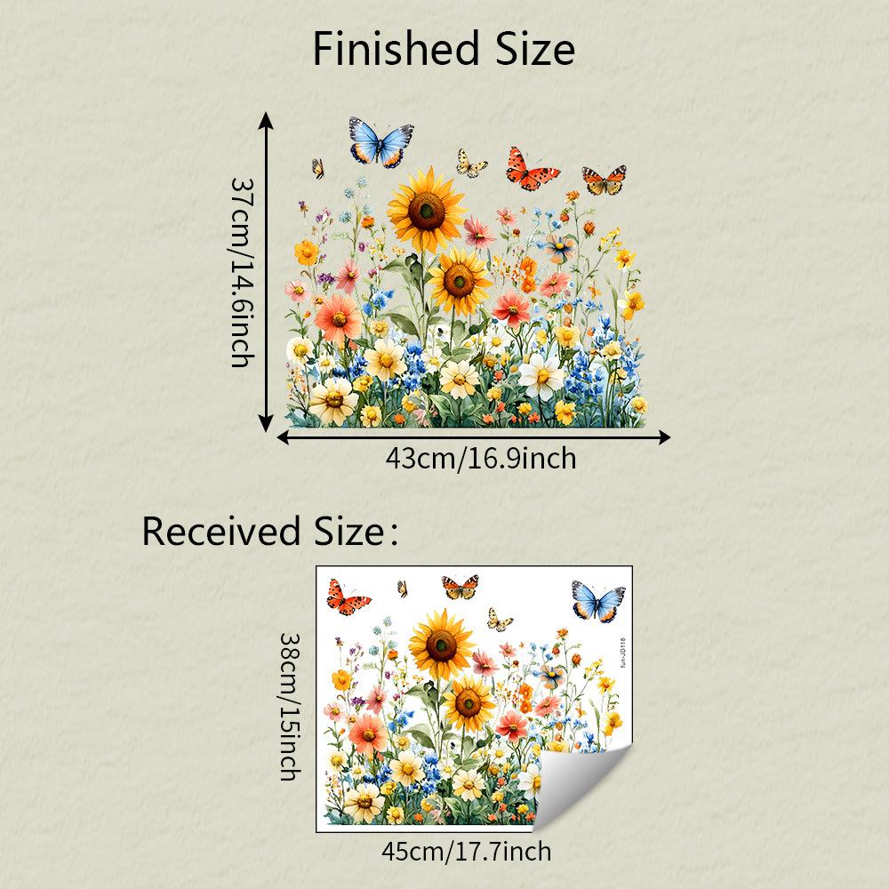 Painted Sunflower and Butterfly Balcony Glass Home Beautification and Decoration Static Electricity Window Stickers