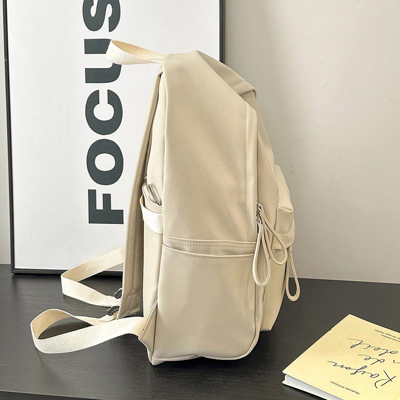 Minimalist Faux Leather Backpack Casual Daily Use Backpack for Women Simple Design Ideal for School Commute Travel and Everyday Outings No Pendant