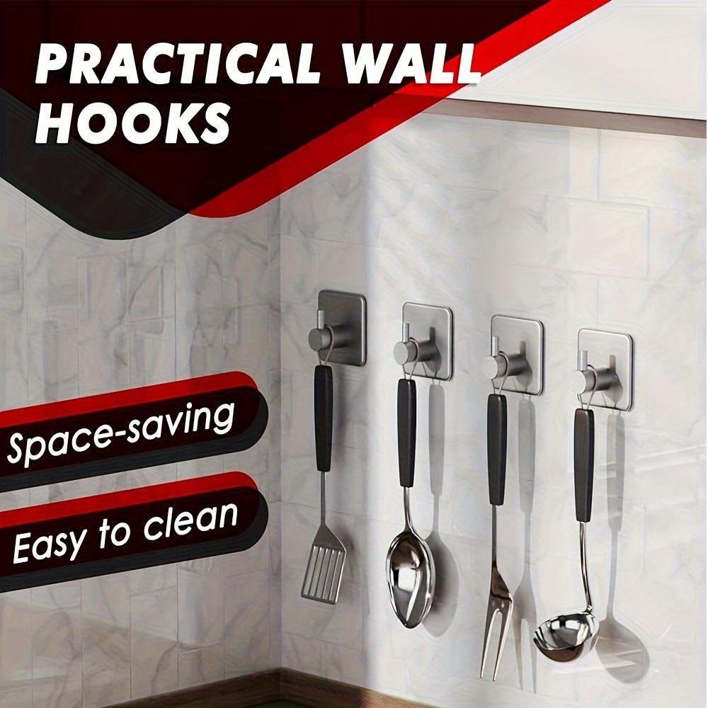 4-Pack Stainless Steel Robe & Towel Hooks - Wall Mounted, Easy To Install, Space-Saving  Hooks for Bathroom, Kitchen and Home Organization