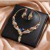 Colorful Rhinestone Jewelry Set Exaggerated Style Collar Necklace Earring Set  Luxury