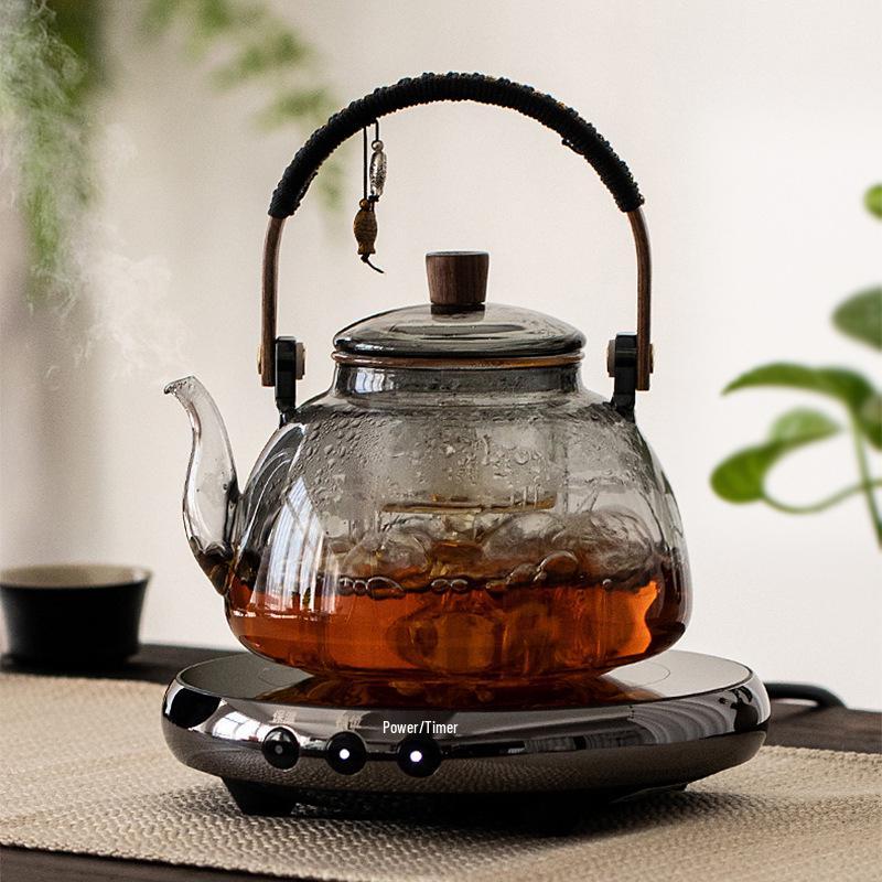 Glass Tea Kettle & Brewing Set for Induction Cooker: White Pot for Boiling, Steaming & Health-Preserving Tea at Home