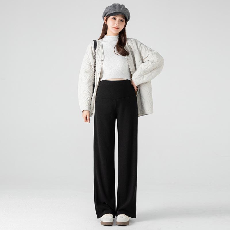 

Pregnant Women s Cashmere Velvet Straight-Leg Pants - Autumn/Winter 2025, Belly Support Wide-Leg Soft Long Pants L