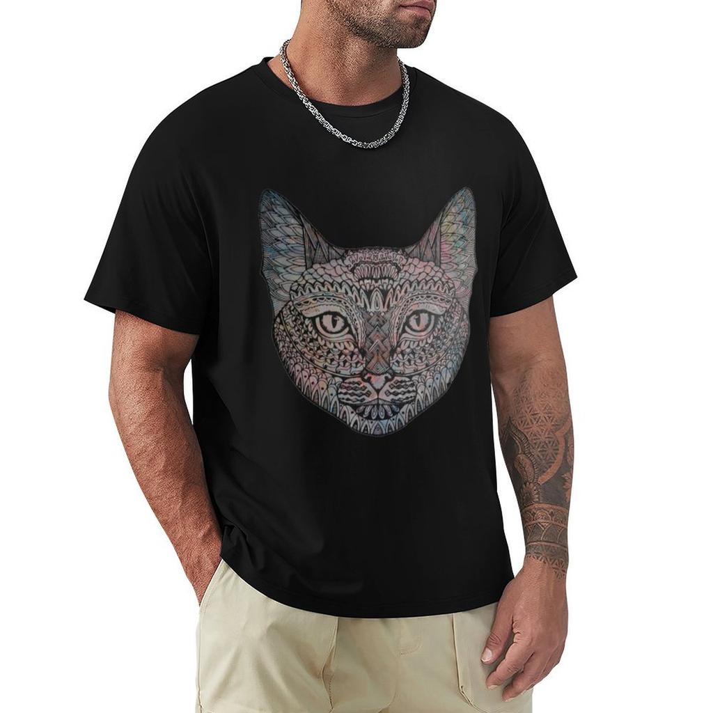 Zentangle Cat 01 Tshirt Large Size Short Sleeve Tshirt