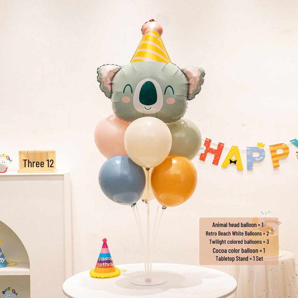 Cartoon Animal Birthday Table Decorations: June 1st Children's Day Balloons & Dessert Ornaments