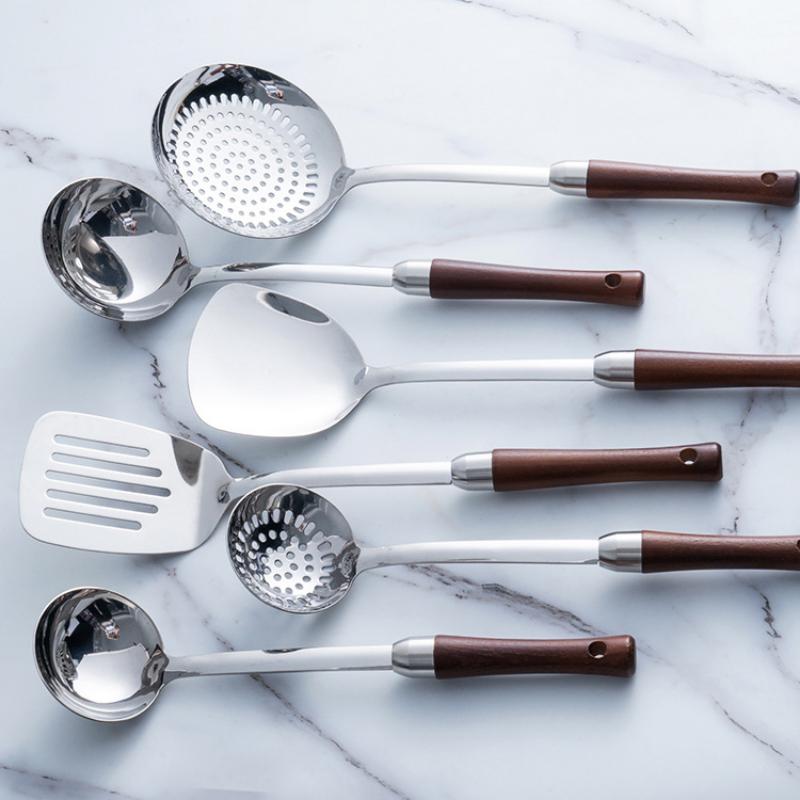 HANYANG Holzgriff, Edelstahl-Kochgeschirr, 304 Edelstahl, Spatel, Fondue-Topf, großer Trichter, Küchenutensilien