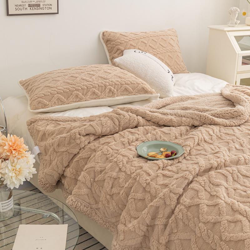 Lambswool & Taffeta Plush Multicolor Blanket - Ideal for Office, Autumn, Winter & All Seasons