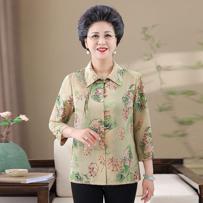 New Summer Shirts for Middle-aged and Elderly People Three-quarter Sleeve Summer Cardigan Shirts