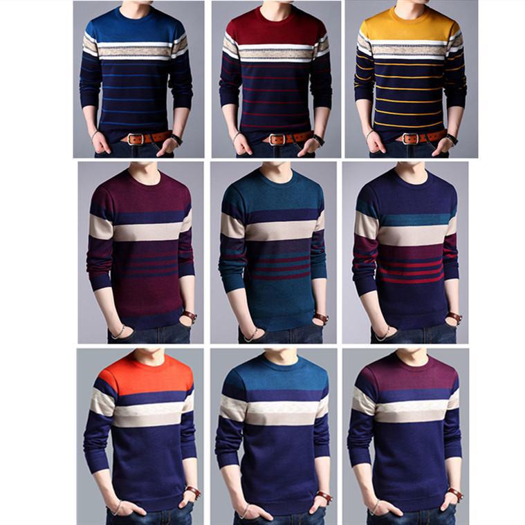 Men's Thermal Knitted Sweater - Plus Velvet, Round Neck, Thick Autumn/Winter Wear