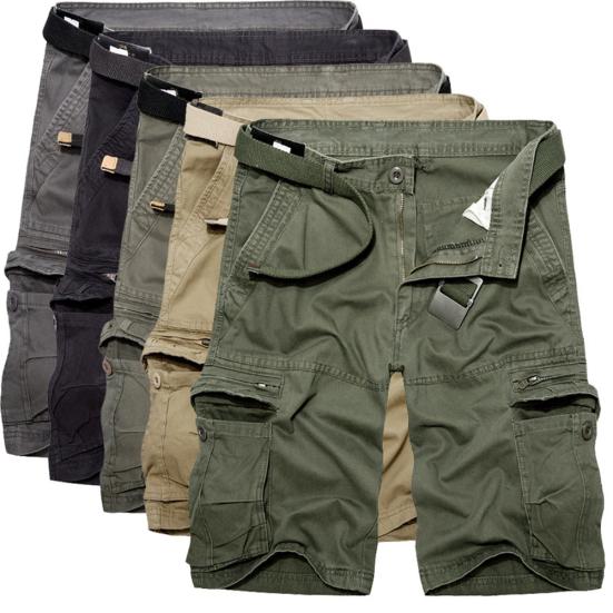 Pantaloni Scurți Cargo Casual pentru Bărbați, Culoare Solidă, Respirabili, cu Buzunare Multiple, Pantaloni Scurți de Plajă