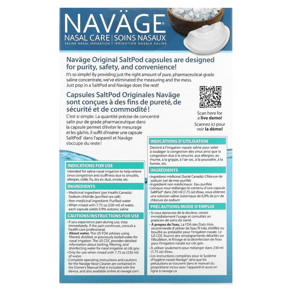 Nasal Care, Nasal Saline Wash, Saltpod Original, Concentrated Saline Capsules 30