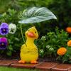 Resin Umbrella Holding Duck Statue Handmade Garden Animal Statue Leaf Duck Figurine  Balcony Patio