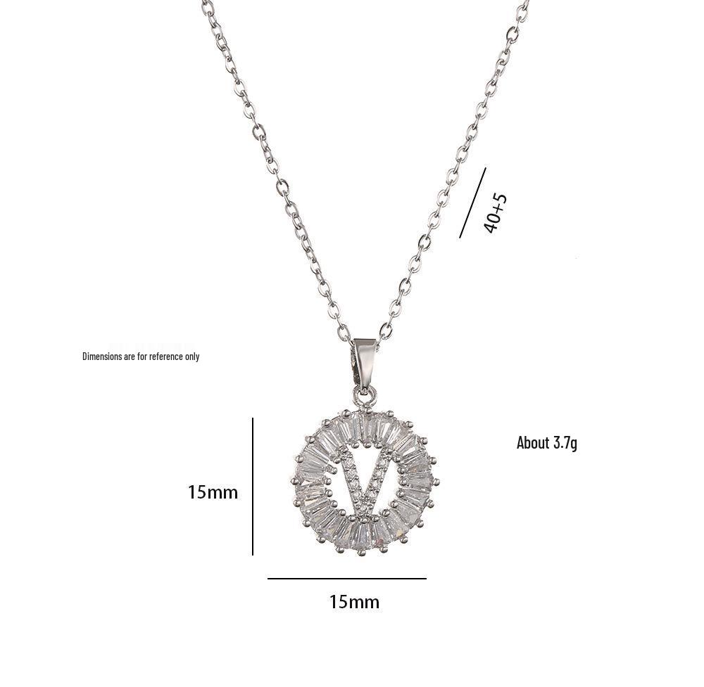 Xiyin Multicolor Zircon Copper Clavicle Chain Necklace with 26 Initial Pendants for Women