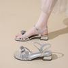 Coarse-heeled Sandals Women's New Summer Fashion Rhinestone Fairy with Skirt Temperament One-word Shoes