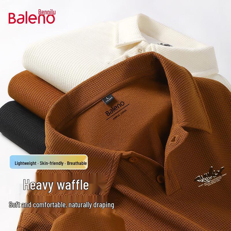 Baleno Men s Cartoon Print Waffle Knit Long-Sleeve Polo Shirt L