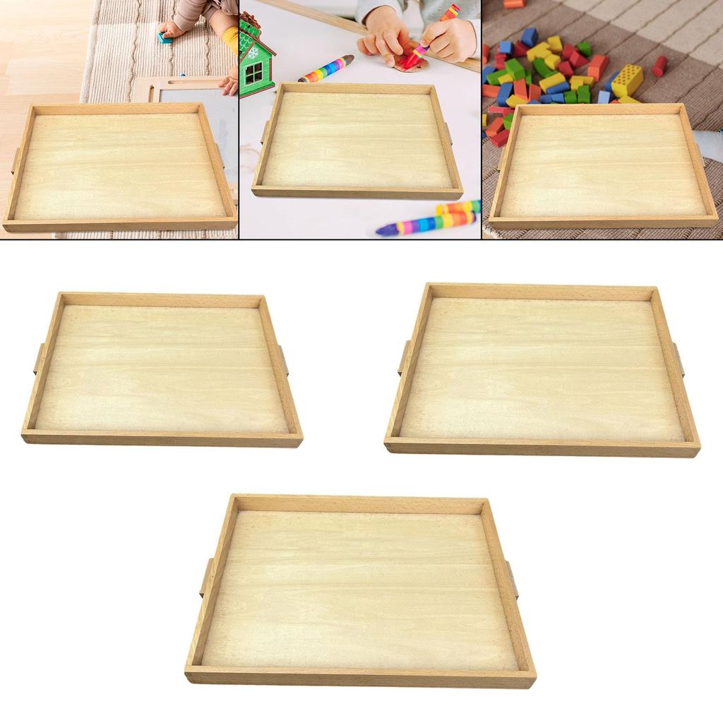 Elegant Wooden Serving Tray with Handles for Dining