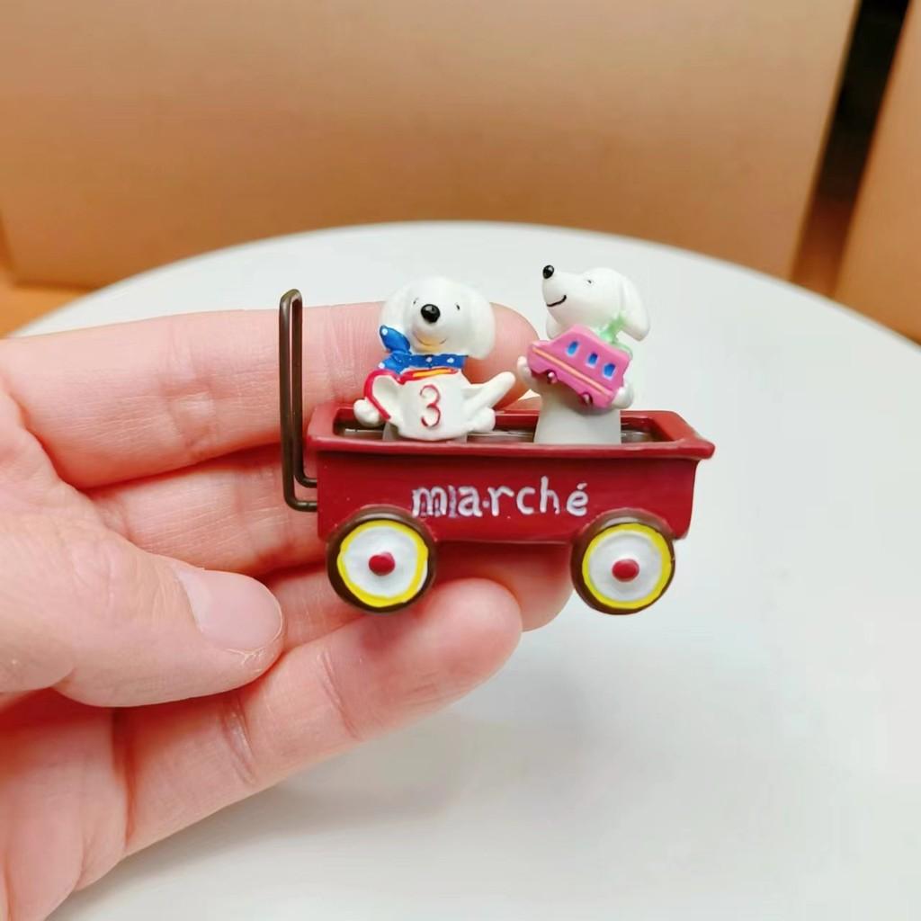 Resin Cartoon Dog Sitting Pushcart Miniature Garden Decor For Desktop Display